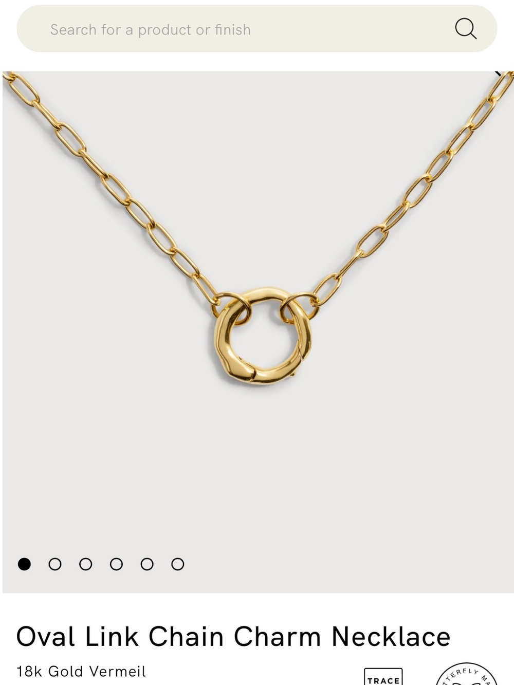 Monica Vinader Gold Oval Chain Necklace for Charms